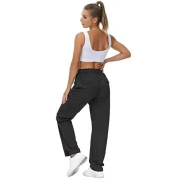 VVK Women's Quick Dry Hiking Lightweight Joggers Pants Water Resistant Athletic Lounge Track Pants with Zipper Pockets Black XLarge