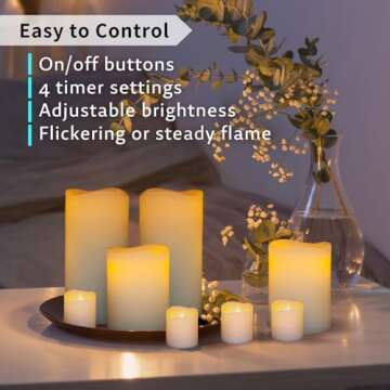 FURORA LIGHTING White Real Wax LED Candles with Remote and Timer, 4 Pillar and 4 Votives Pack of 8, ...