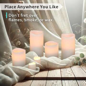 FURORA LIGHTING White Real Wax LED Candles with Remote and Timer, 4 Pillar and 4 Votives Pack of 8, Flameless Flickering Candles for Home Décor, Battery Included