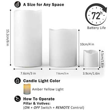FURORA LIGHTING White Real Wax LED Candles with Remote and Timer, 4 Pillar and 4 Votives Pack of 8, Flameless Flickering Candles for Home Décor, Battery Included