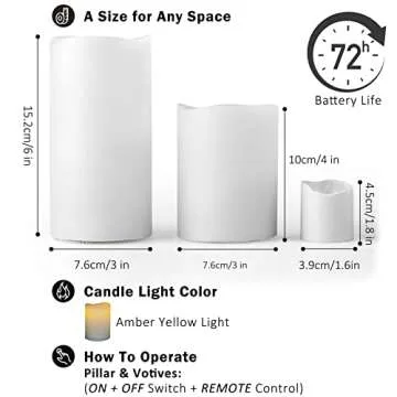 FURORA LIGHTING White Real Wax LED Candles with Remote and Timer, 4 Pillar and 4 Votives Pack of 8, Flameless Flickering Candles for Home Décor, Battery Included