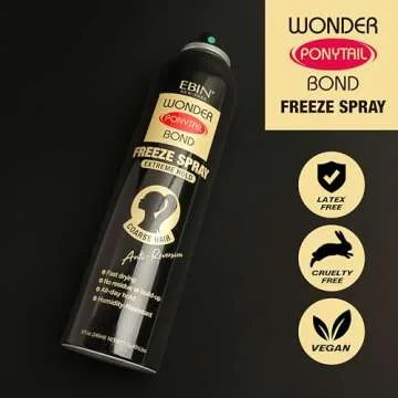 EBIN NEW YORK Wonder Ponytail Bond Freeze Spray Extreme Firm Hold - Coarse Hair 8oz/ 245ml | Long Lasting Hold, 24-Hour Frizz Control, Shine Enhancing, Fast-Drying, Lightweight, All Hair Types