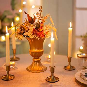 Elegant Gold Taper Candle Holder Set of 12 for Home Decor