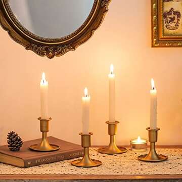 Elegant Gold Taper Candle Holder Set of 12 for Home Decor