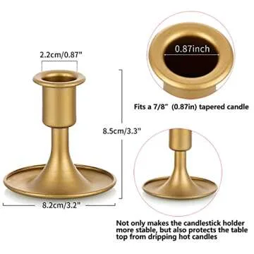 Elegant Gold Taper Candle Holder Set of 12 for Home Decor