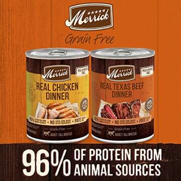 Merrick Grain Free Premium and Natural Canned Dog Food, Soft and Healthy, Real Beef and Chicken Vari...