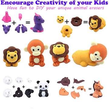 70 PCS Animal Erasers Mini Puzzle Eraser Toys for Fun Games Prizes, Classroom Prizes, School Supplies