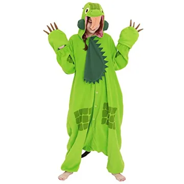 SAZAC Green Iguana Kigurumi - Cozy & Fun Onesie Halloween Costume