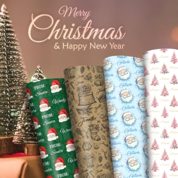 Personalized Vintage Christmas Wrapping Paper for Gifts