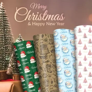 Personalized Vintage Christmas Wrapping Paper for Gifts