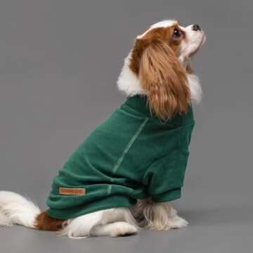 Fitwarm 3 Pack Fleece Dog Sweater, Turtleneck Dog Sweatshirt, Dog Winter Clothes for Small Dogs Boy Girl, Pet Pullover Jumper, Cat Apparel, Dark Green, Teal Green, Olive Green, Small