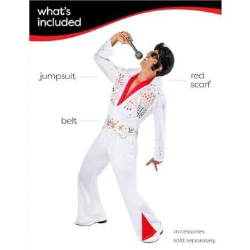 Rubies Men's Deluxe Aloha Elvis Costume - Iconic White Jumpsuit