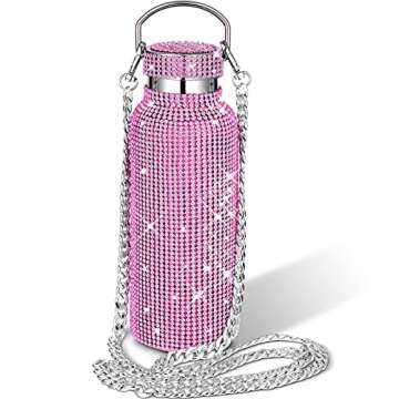 Diamond Water Bottle Bling Rhinestone Stainless Steel Thermal Bottle Refillable Water Bottle Insulat...