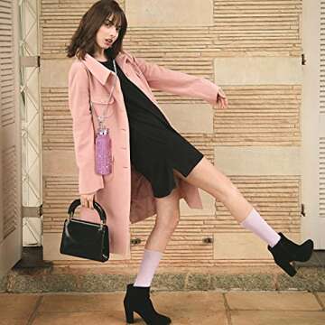 Diamond Water Bottle Bling Rhinestone Stainless Steel Thermal Bottle Refillable Water Bottle Insulated Water Bottle Glitter Water Bottle with Chain for Women Girls Gifts (Pink, Silver, 500 ml)