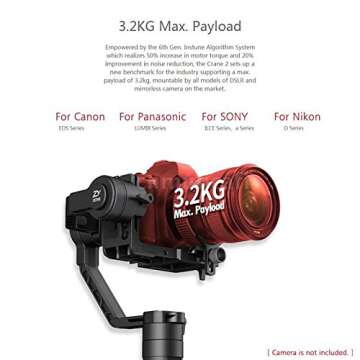Zhiyun Crane 2 3 Axis Handheld Gimbal Stabilizer with Follow Focus Control,OLED Display Support for Sony Canon Nikon DSLR Cameras 3.2KG Max.Payload