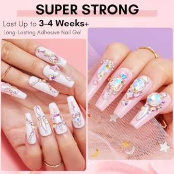 Makartt Nail Rhinestone Glue Set - Gel Nail Glue for Rhinestones for 3D Design Super Strong Adhesive...