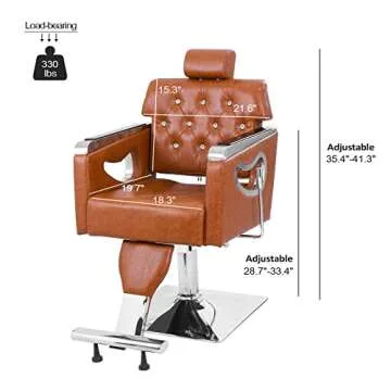 mefeir Hydraulic Barber Chair All Purpose, Reclining Salon Chair for Hair Stylist Shampoo Hairdressing Makeup Braiding Beauty Spa Equipment, Adjustable Headrest 360 Degree Swivel