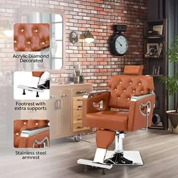 mefeir Hydraulic Barber Chair All Purpose, Reclining Salon Chair for Hair Stylist Shampoo Hairdressing Makeup Braiding Beauty Spa Equipment, Adjustable Headrest 360 Degree Swivel