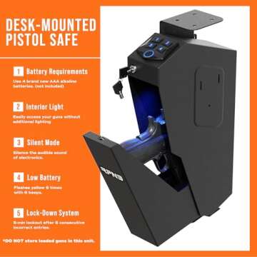RPNB Biometric Gun Safe with Auto Open Lid for Secure Storage