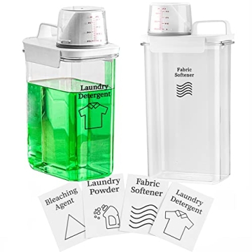 Smart Laundry Detergent Dispenser Set with Labels for Effortless Organization