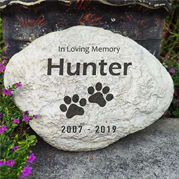 somiss Personalized Dog Pet Memorial Stones Loss Stones - Engraved Name and Dates Dog Cat Garden Sto...