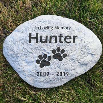 somiss Personalized Dog Pet Memorial Stones Loss Stones - Engraved Name and Dates Dog Cat Garden Stones Grave Markers Headstones, Sympathy Pet Dog Memorial Gifts Loss Gifts Outdoor - 11"×8"