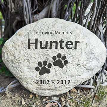 somiss Personalized Dog Pet Memorial Stones Loss Stones - Engraved Name and Dates Dog Cat Garden Stones Grave Markers Headstones, Sympathy Pet Dog Memorial Gifts Loss Gifts Outdoor - 11"×8"