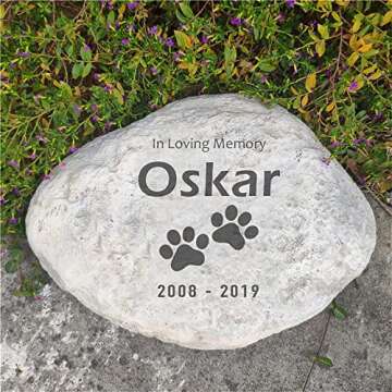 somiss Personalized Dog Pet Memorial Stones Loss Stones - Engraved Name and Dates Dog Cat Garden Stones Grave Markers Headstones, Sympathy Pet Dog Memorial Gifts Loss Gifts Outdoor - 11"×8"