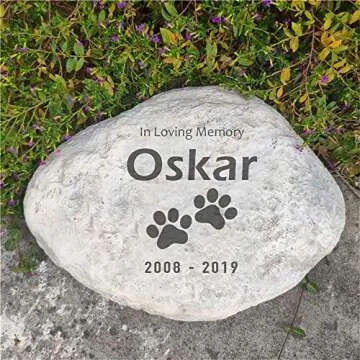 somiss Personalized Dog Pet Memorial Stones Loss Stones - Engraved Name and Dates Dog Cat Garden Stones Grave Markers Headstones, Sympathy Pet Dog Memorial Gifts Loss Gifts Outdoor - 11"×8"