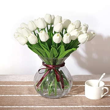 SOJIRUSPA Faux Tulips - 20 Realistic Artificial Flowers for Home Decor