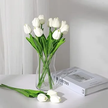 SOJIRUSPA Faux Tulips - 20 Realistic Artificial Flowers for Home Decor