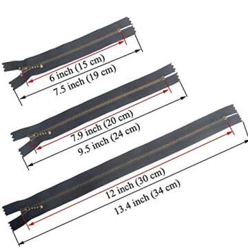 Beaulegan Metal Zippers 10 Pcs - #3 Antique Brass Close-end 6 Inch (15 cm), Assorted Color