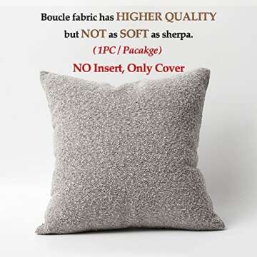 DOMVITUS Boucle Pillow Covers 20x20 Luxury Throw Pillow Covers Decorative Pillows for Bed Sofa Pillows for Living Room Accent Couch Pillows Soft Cushion Case, 1PC, Sand Grey