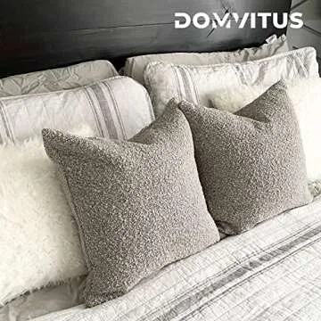 DOMVITUS Boucle Pillow Covers 20x20 Luxury Throw Pillow Covers Decorative Pillows for Bed Sofa Pillows for Living Room Accent Couch Pillows Soft Cushion Case, 1PC, Sand Grey