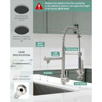 Fapully Commercial Pull Down Kitchen Sink Faucet with Sprayer Brushed Nickel