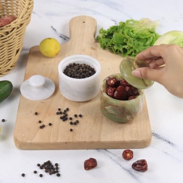 Premium Marble Salt Cellar by MARBLOUS KRAFTS - 3" Onyx Bowls