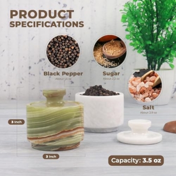 Premium Marble Salt Cellar by MARBLOUS KRAFTS - 3" Onyx Bowls