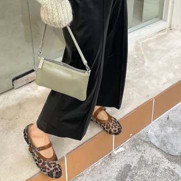 VBDB Leopard Mesh Ballet Flats with Buckle Strap