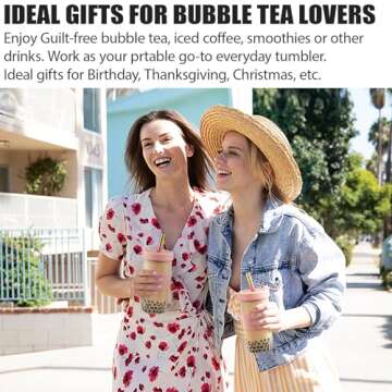 Reusable Glass Mason Jars Cups with Lids and Straws Silicone Sleeves, 2 Pack 24Oz Wide Mouth Smoothie Cups Glass Bubble Tea Cup Leakproof drinking glasses Travel Tumbler for Large Pearl Birthday Gifts