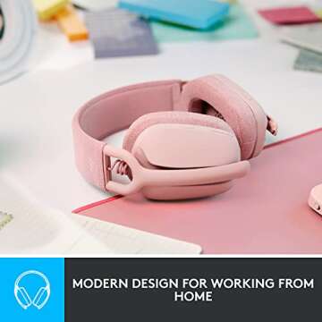 Logitech Zone Vibe 100 Lightweight Wireless Over Ear Headphones with Noise Canceling Microphone, Adv...