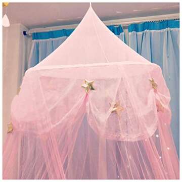 NYDECOR Mosquito Net Canopy Bed Curtains Dome Princess Stars Bed Reading Tent for Girls Kids Single ...