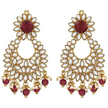 Aheli Jodha Akbar Faux Kundan Pearl Choker Necklace with Earring Maang Tikka Indian Traditional Bollywood Bridal Jewelry Set for Women Girls