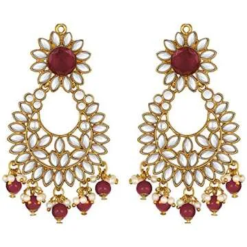 Aheli Jodha Akbar Faux Kundan Pearl Choker Necklace with Earring Maang Tikka Indian Traditional Bollywood Bridal Jewelry Set for Women Girls