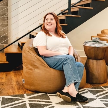 Big Joe Milano Beanbag Chair with Vibe in Caramel Leather