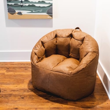 Big Joe Milano Beanbag Chair with Vibe in Caramel Leather