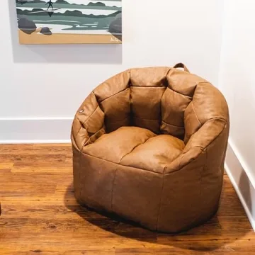 Big Joe Milano Beanbag Chair with Vibe in Caramel Leather