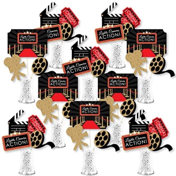 Big Dot of Happiness Red Carpet Hollywood Showstopper Table Toppers - 35 Pieces for Movie Nights