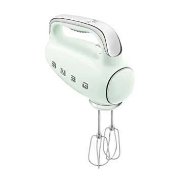 SMEG Pastel Green 50's Retro Style Electric Hand Mixer with Set of Dough Hooks, Set of Beaters, and Set of Whisks