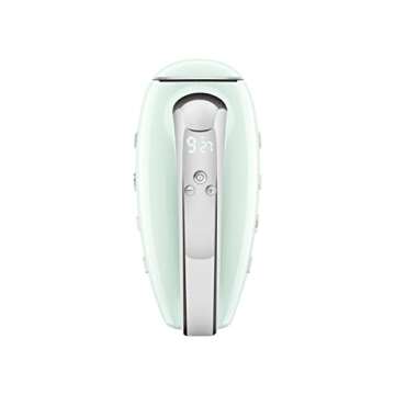 SMEG Pastel Green 50's Retro Style Electric Hand Mixer with Set of Dough Hooks, Set of Beaters, and Set of Whisks