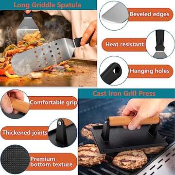 AEEKEL Blackstone Griddle Accessories Kit, 24pcs Flat Top Grill Accessories Kit for Camp Chef, Profe...